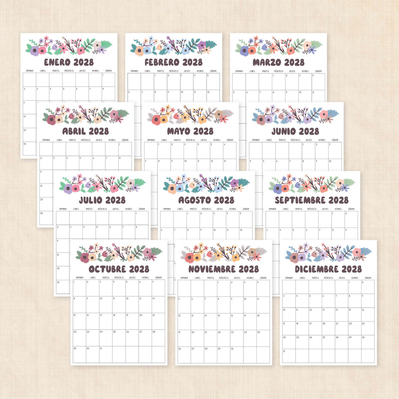 calendario 2028 para imprimir