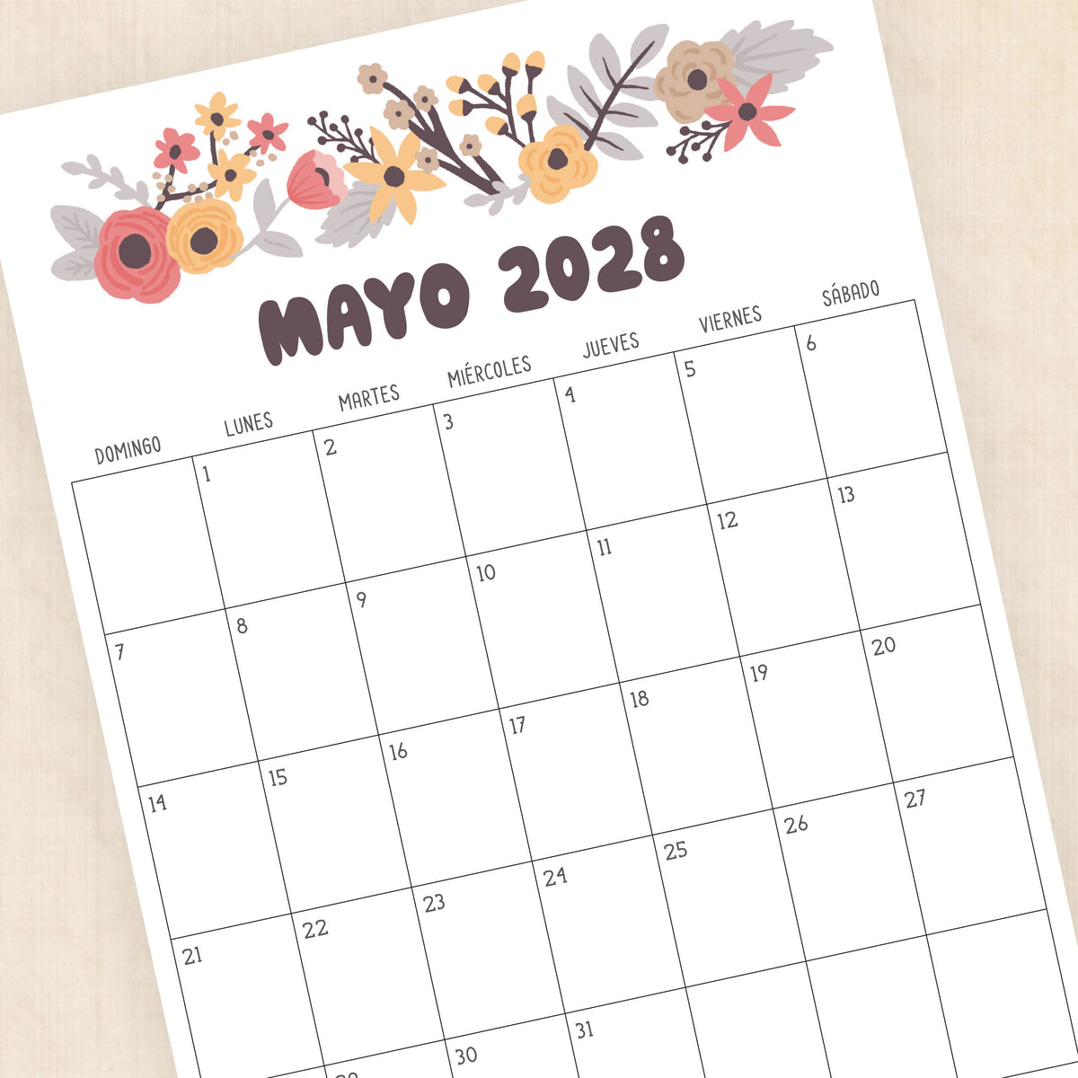 calendario 2028 para imprimir