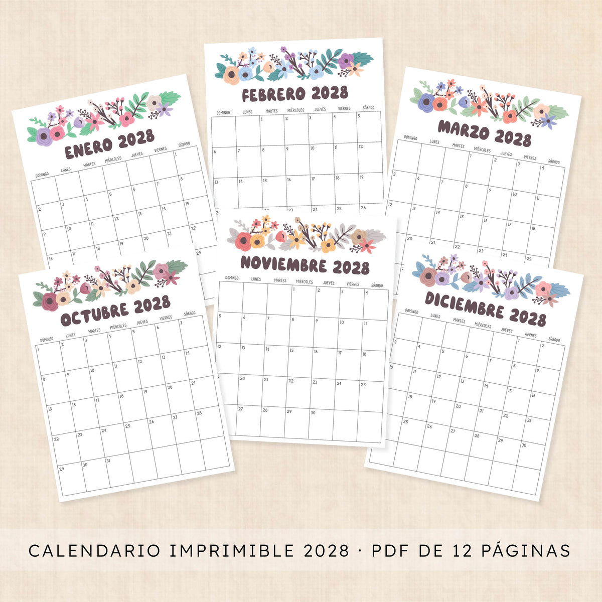 calendario 2028 para imprimir