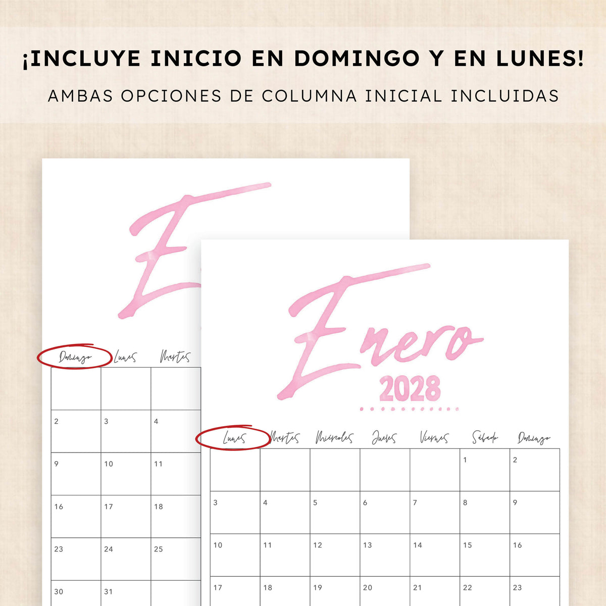 calendario 2028 para imprimir