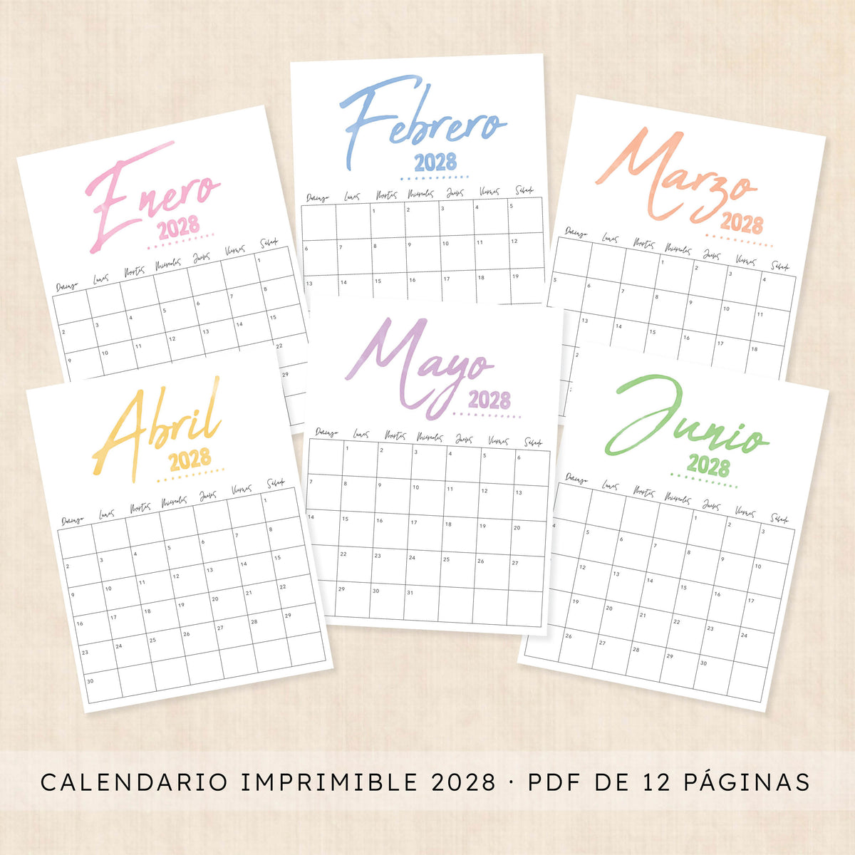 calendario 2028 para imprimir
