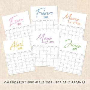 calendario 2028 para imprimir