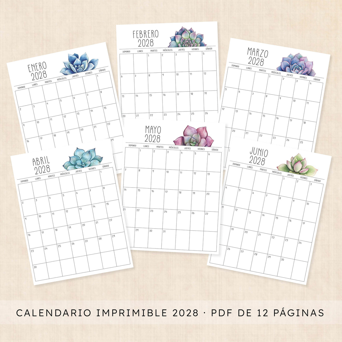 calendario 2028 para imprimir