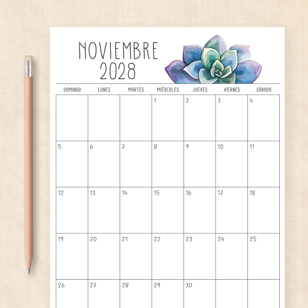 calendario 2028 para imprimir