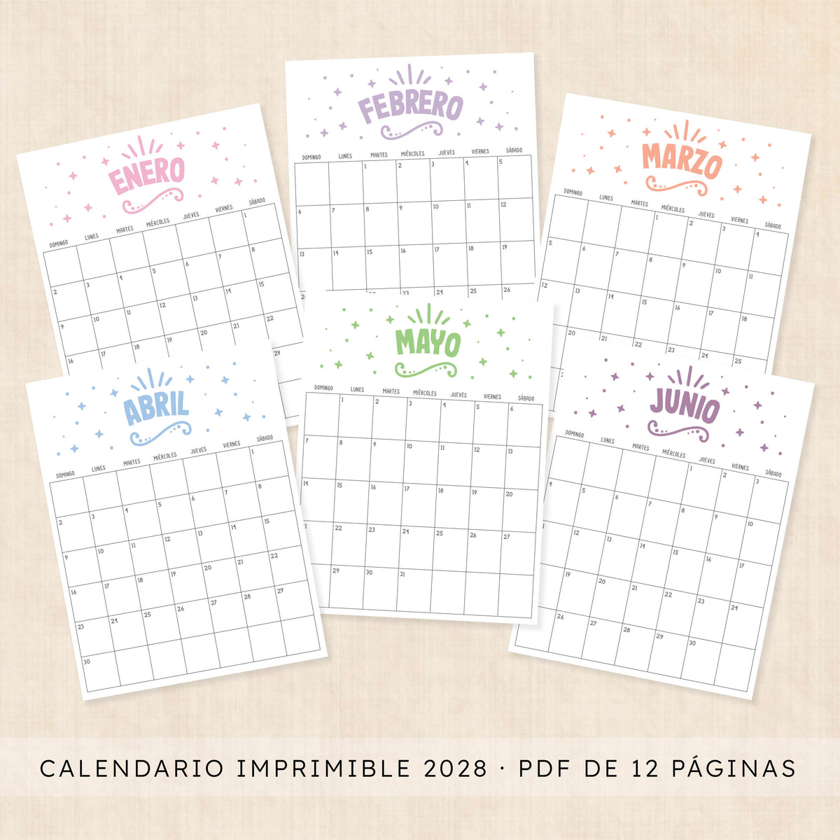 calendario 2028 para imprimir