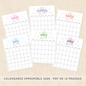 calendario 2028 para imprimir