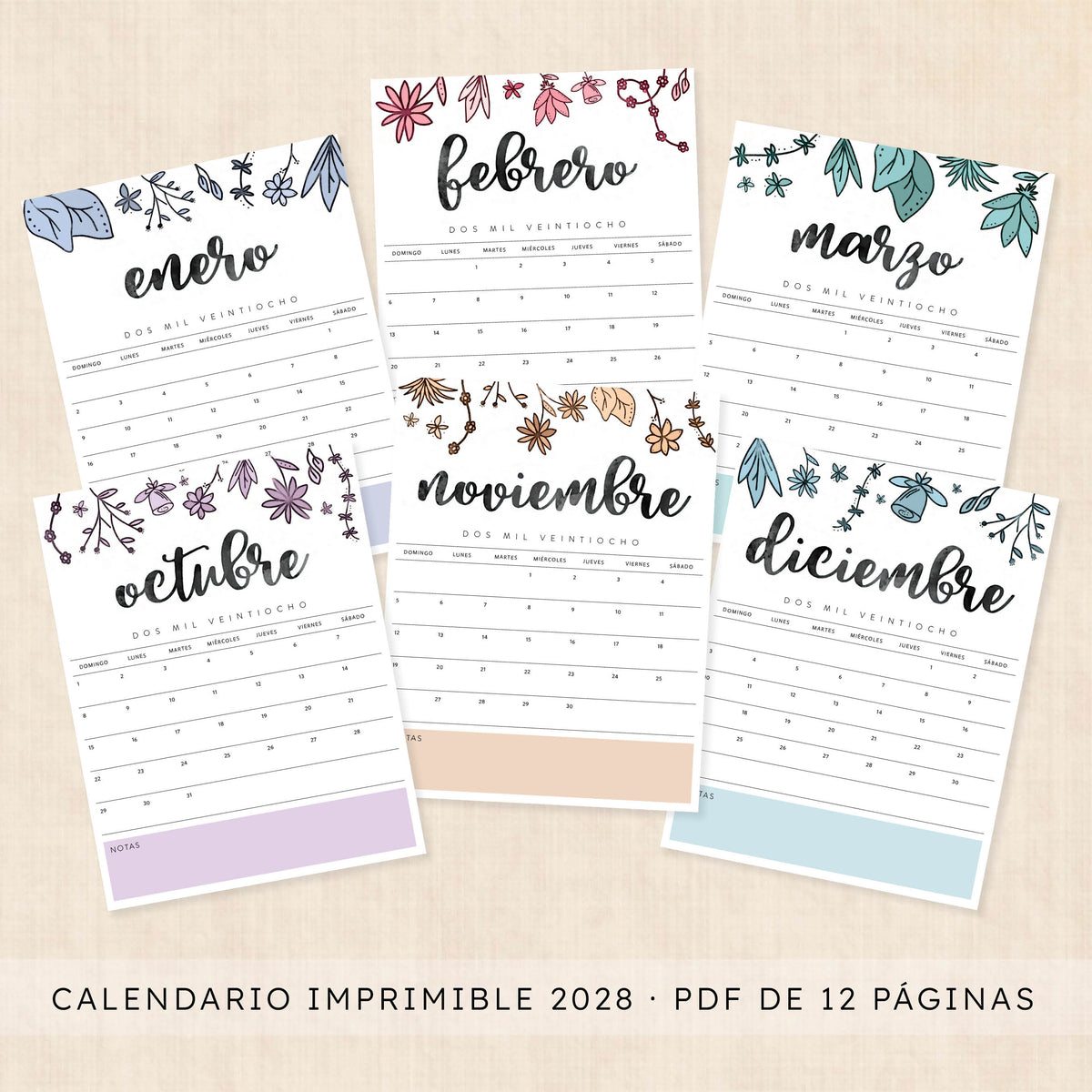 calendario 2028 para imprimir