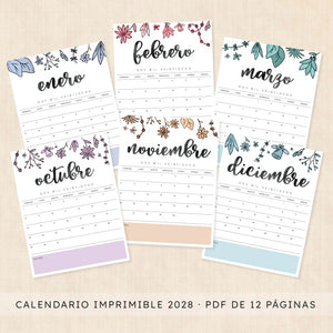 calendario 2028 para imprimir