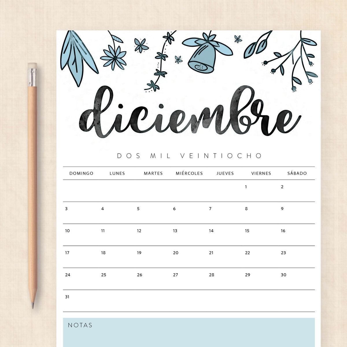 calendario 2028 para imprimir