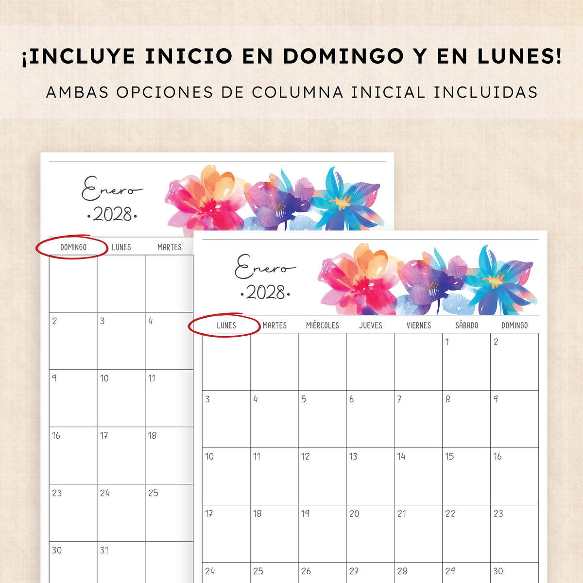calendario 2028 para imprimir