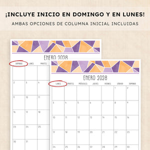 calendario 2028 para imprimir