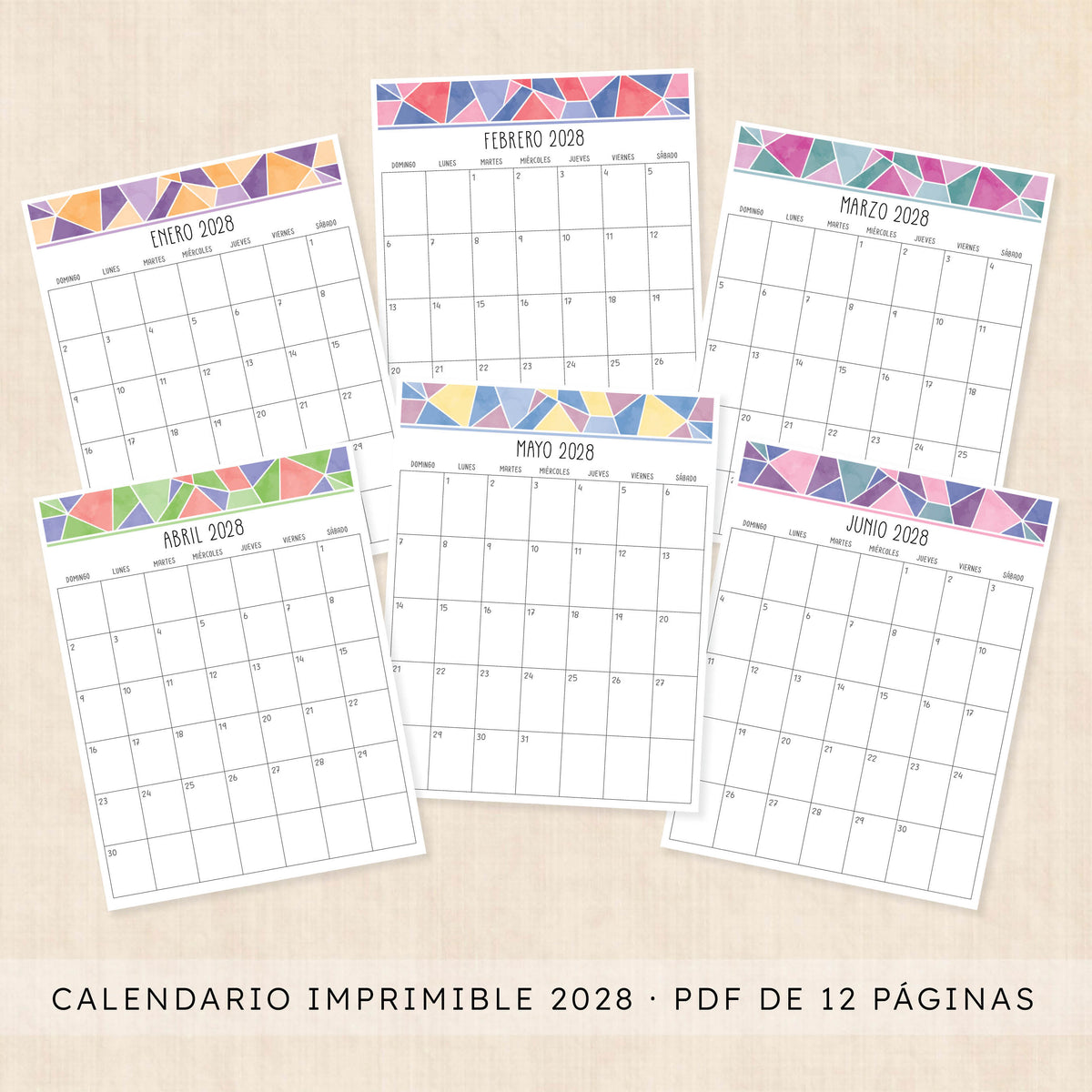 calendario 2028 para imprimir