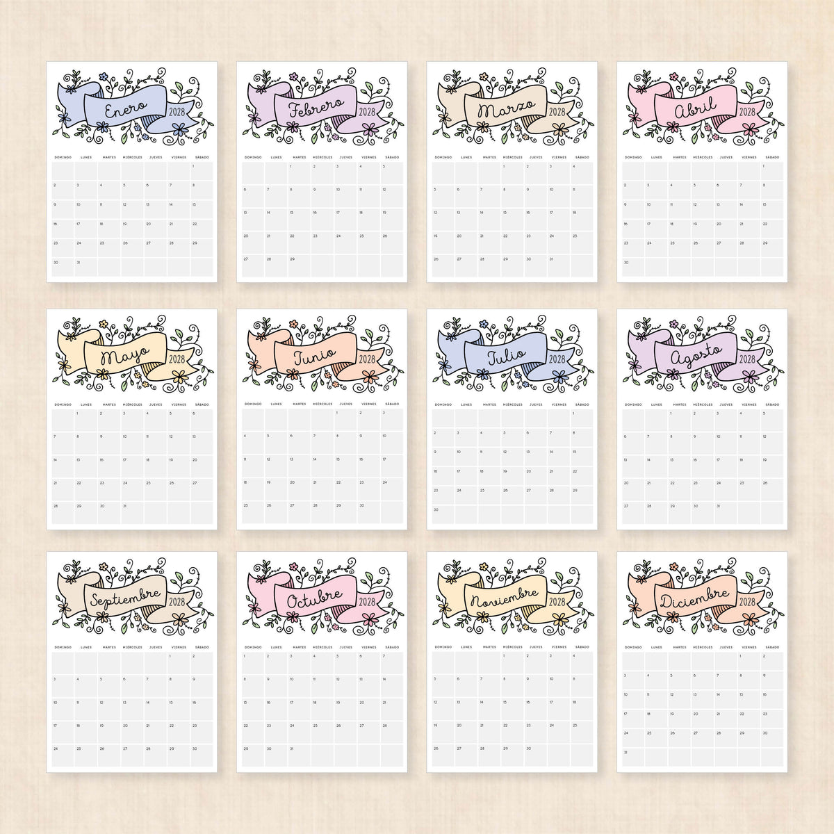 calendario 2028 para imprimir
