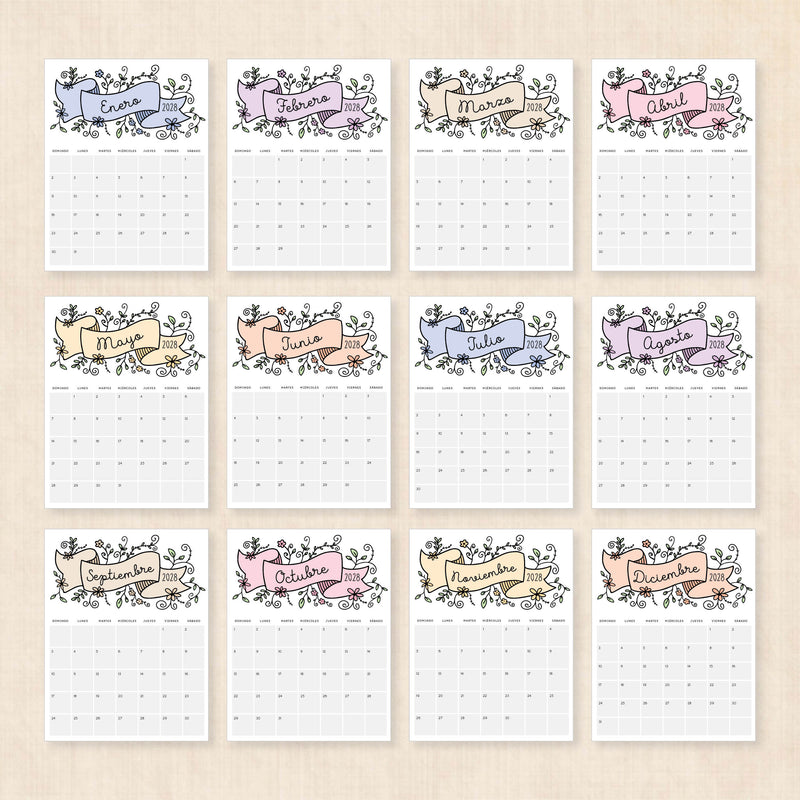calendario 2028 para imprimir