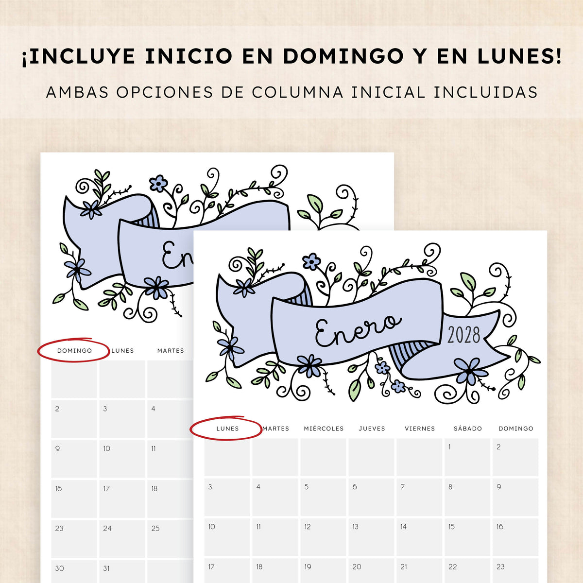 calendario 2028 para imprimir