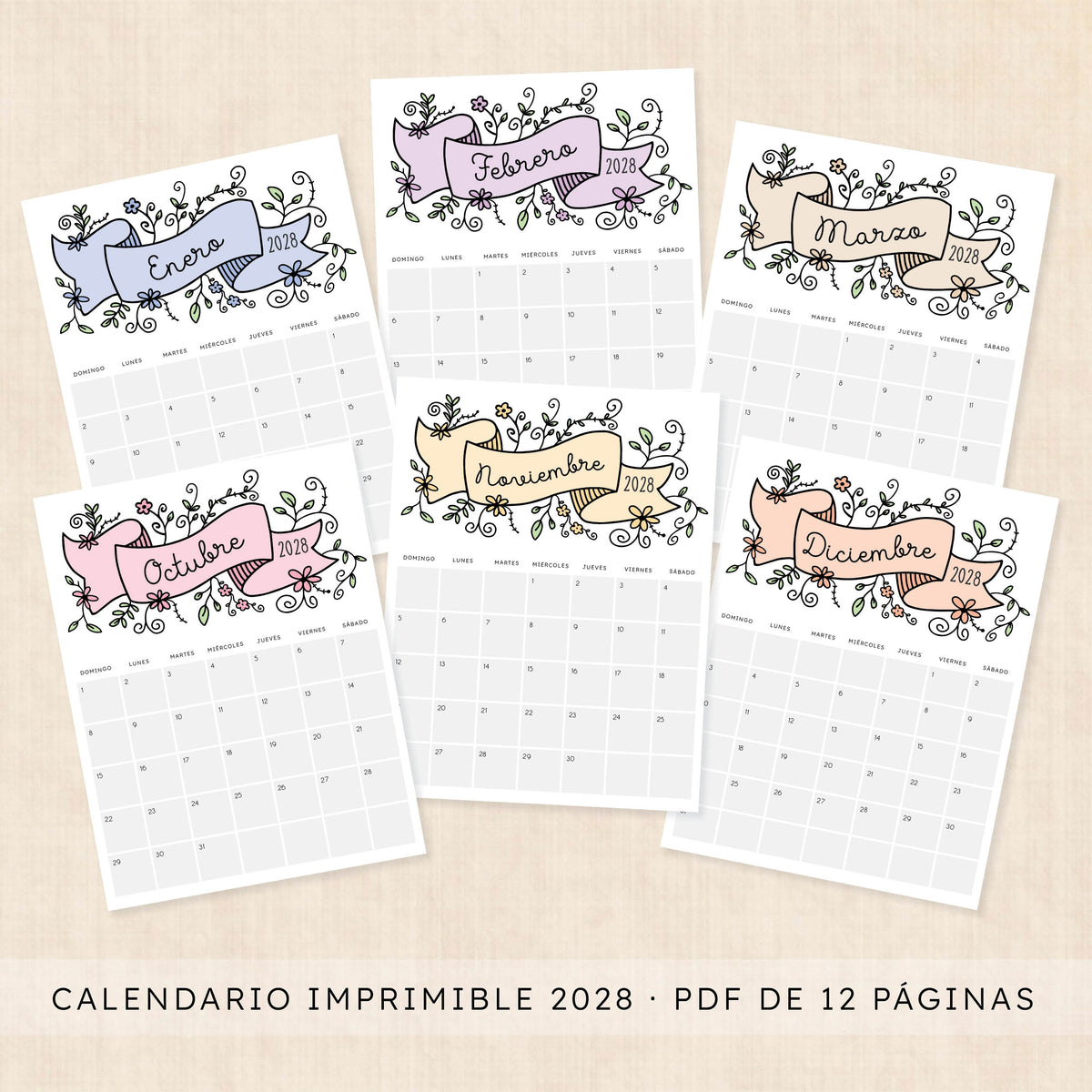 calendario 2028 para imprimir