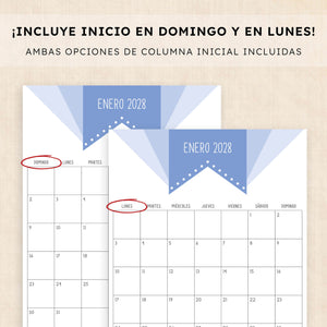 calendario 2028 para imprimir
