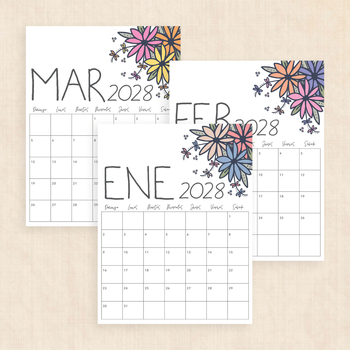 calendario 2028 para imprimir