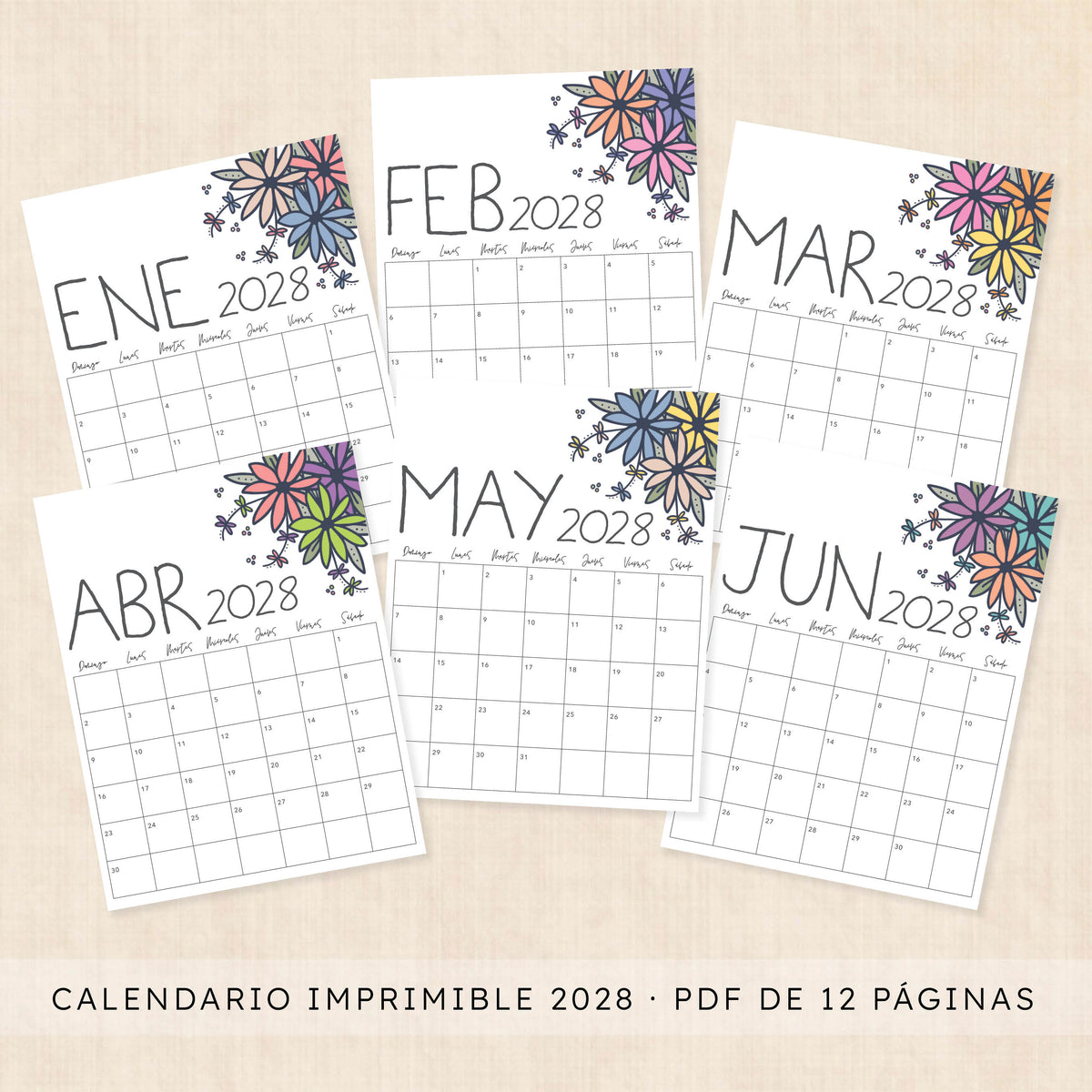 calendario 2028 para imprimir