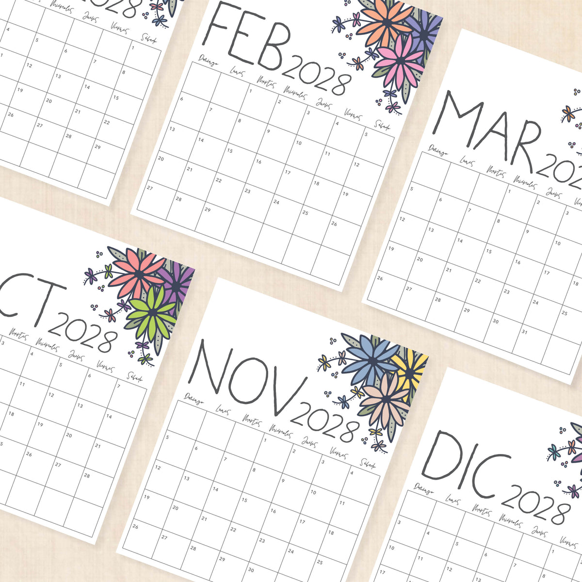 calendario 2028 para imprimir