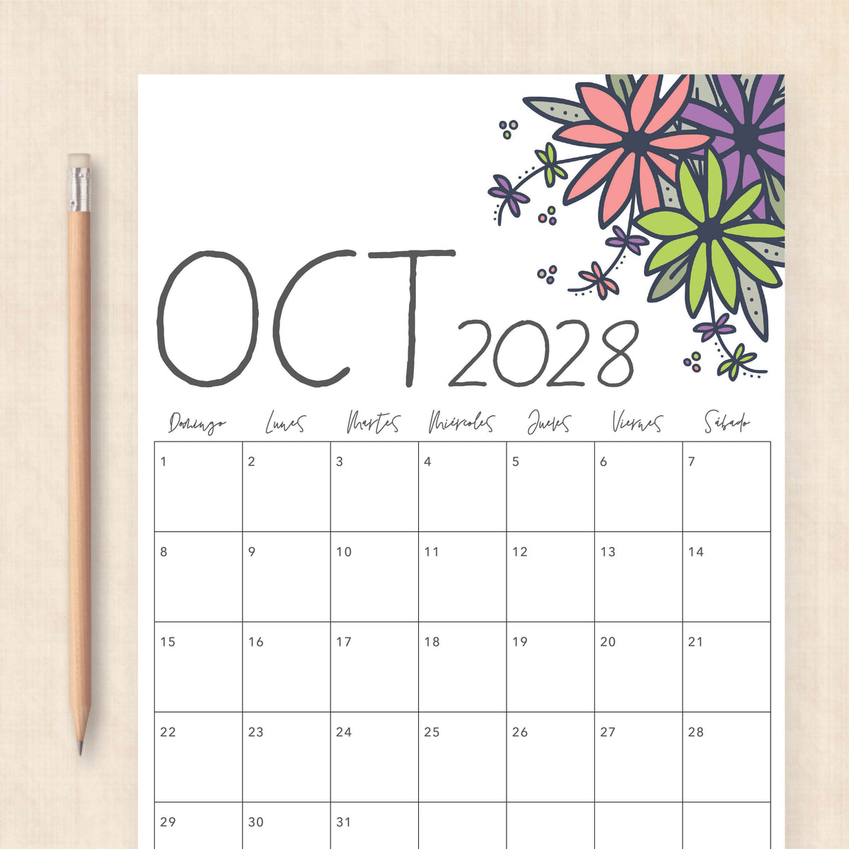 calendario 2028 para imprimir