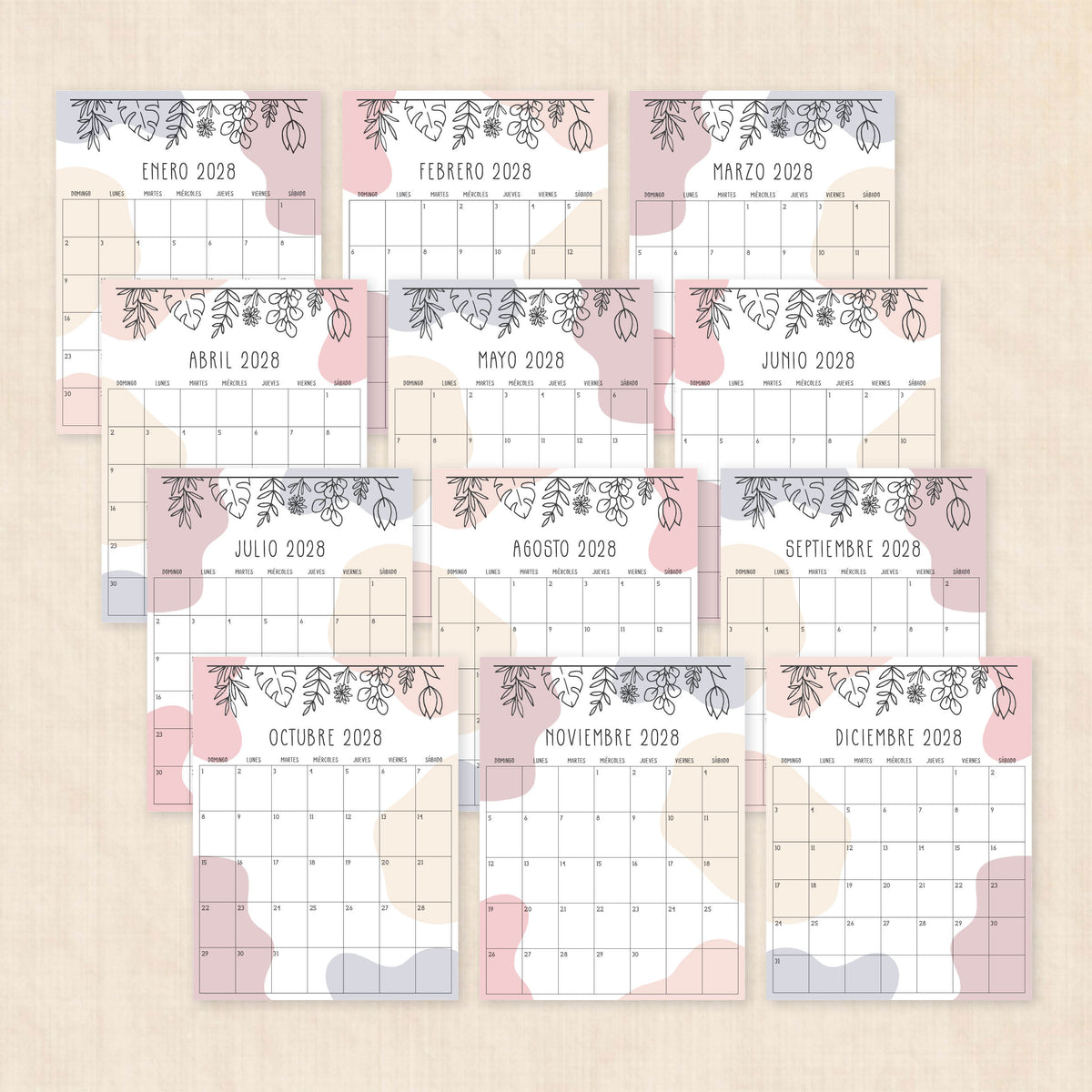 calendario 2028 para imprimir
