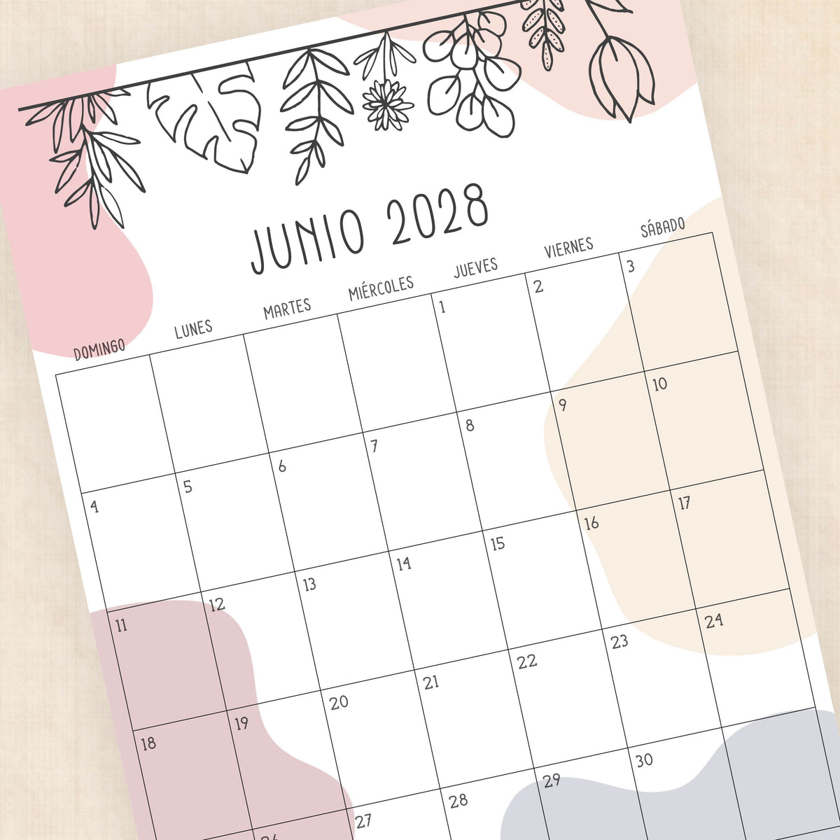 calendario 2028 para imprimir
