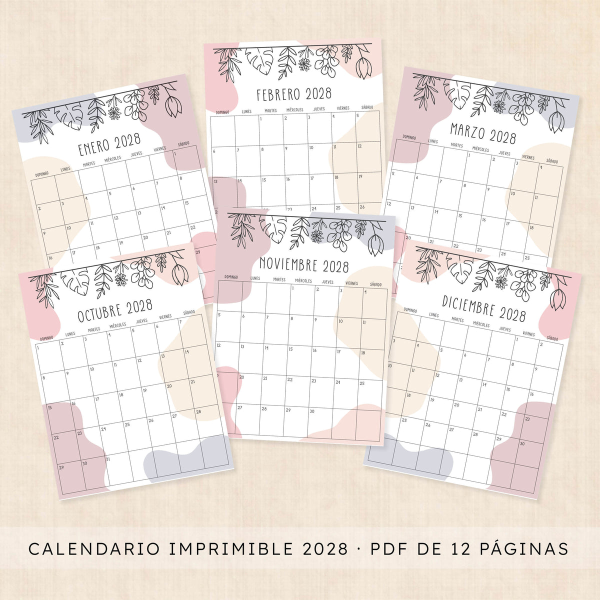 calendario 2028 para imprimir