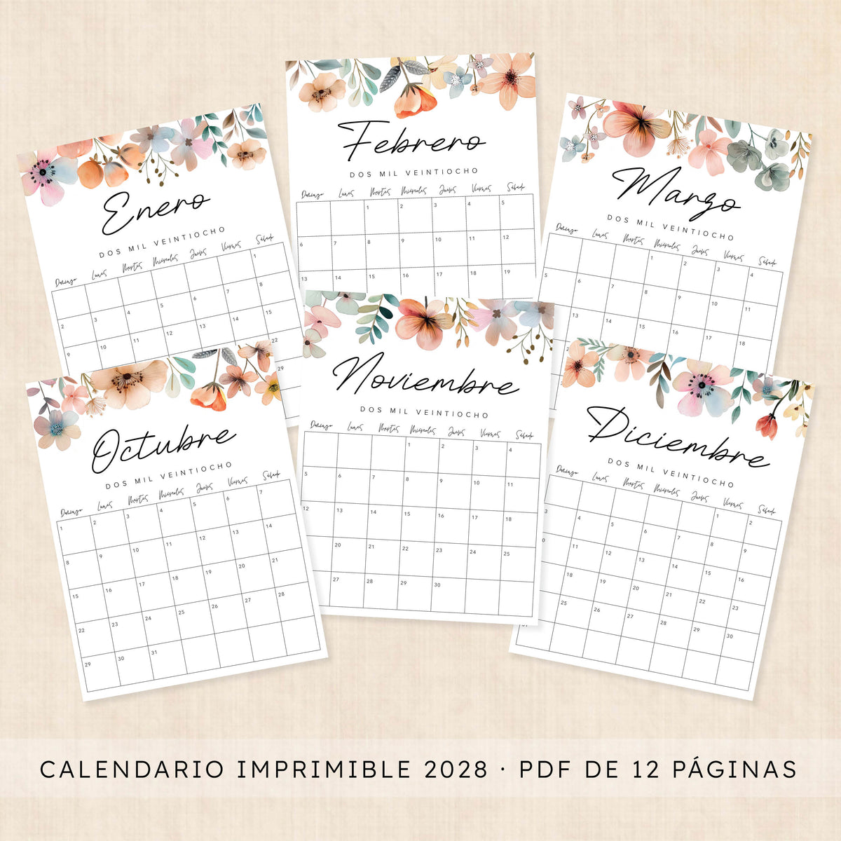 calendario 2028 para imprimir