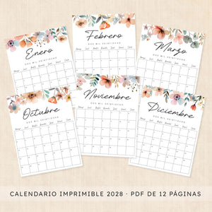 calendario 2028 para imprimir