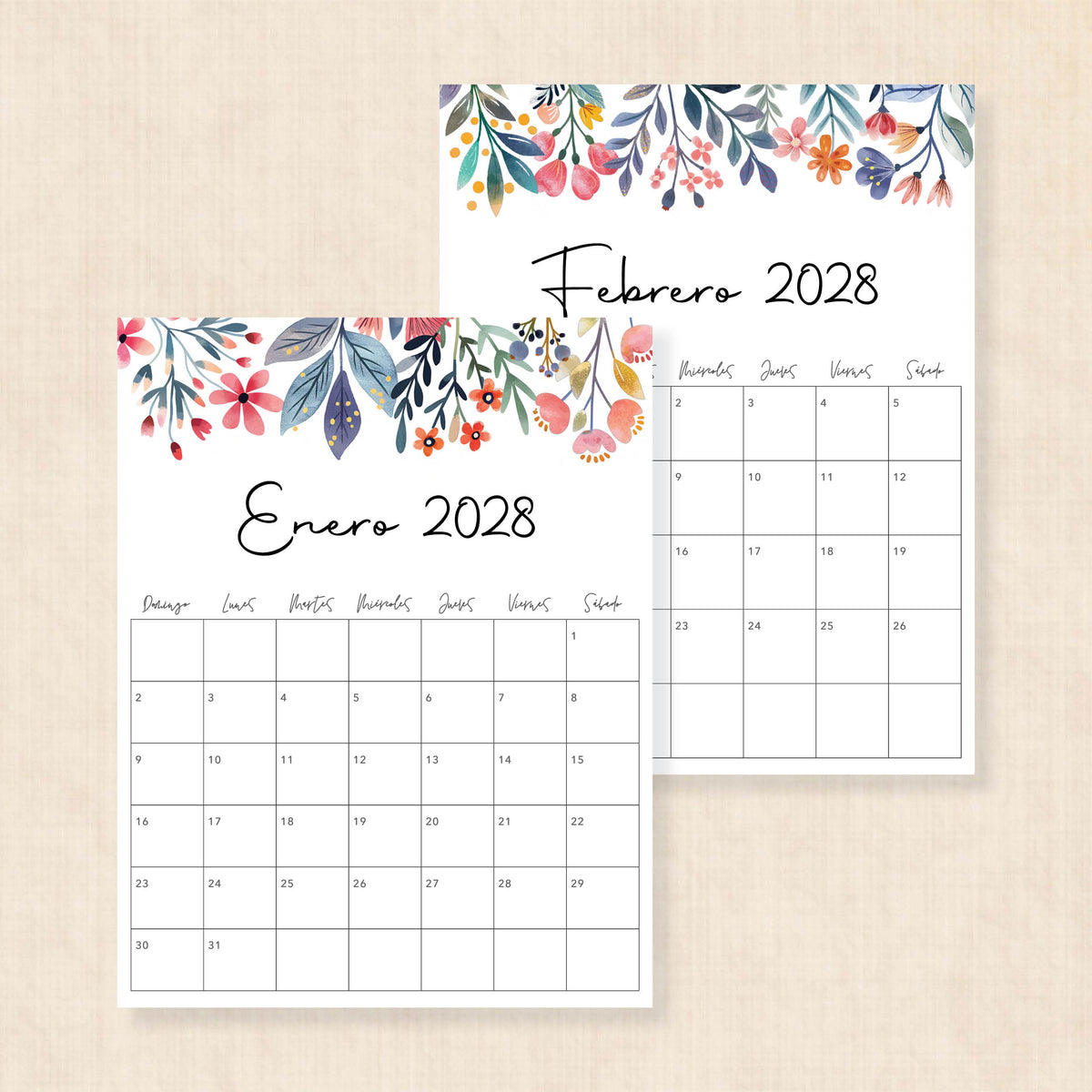 calendario 2028 para imprimir