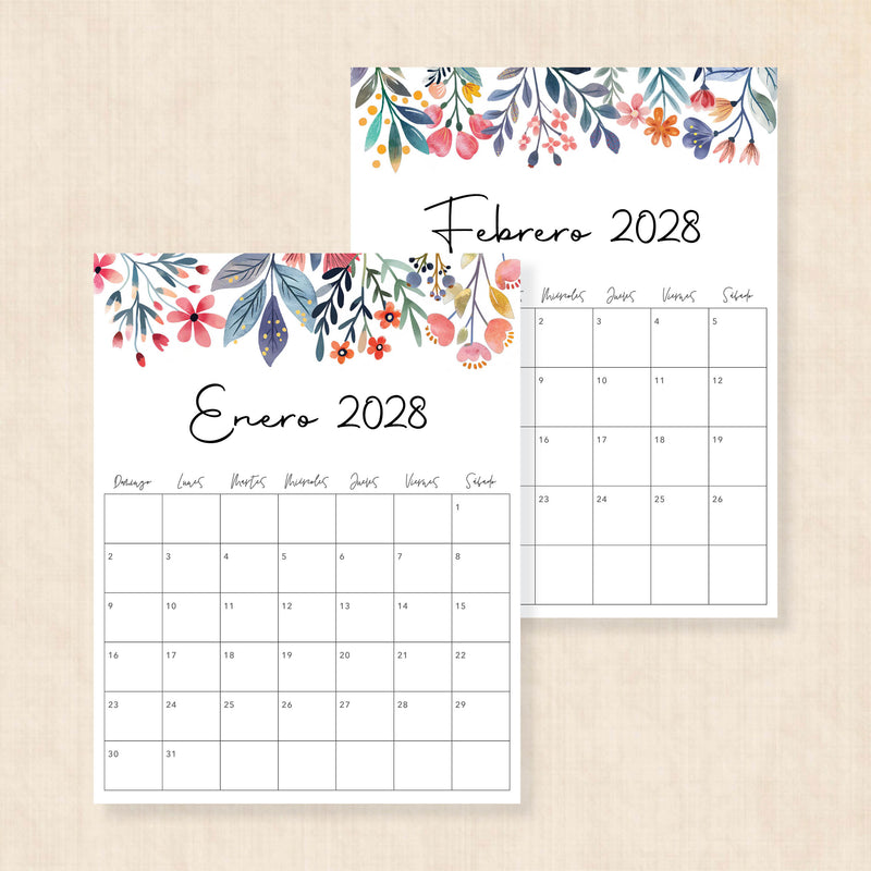 calendario 2028 para imprimir