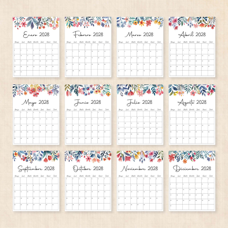 calendario 2028 para imprimir