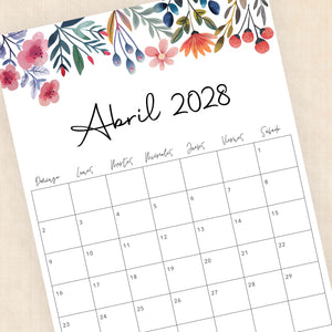 calendario 2028 para imprimir