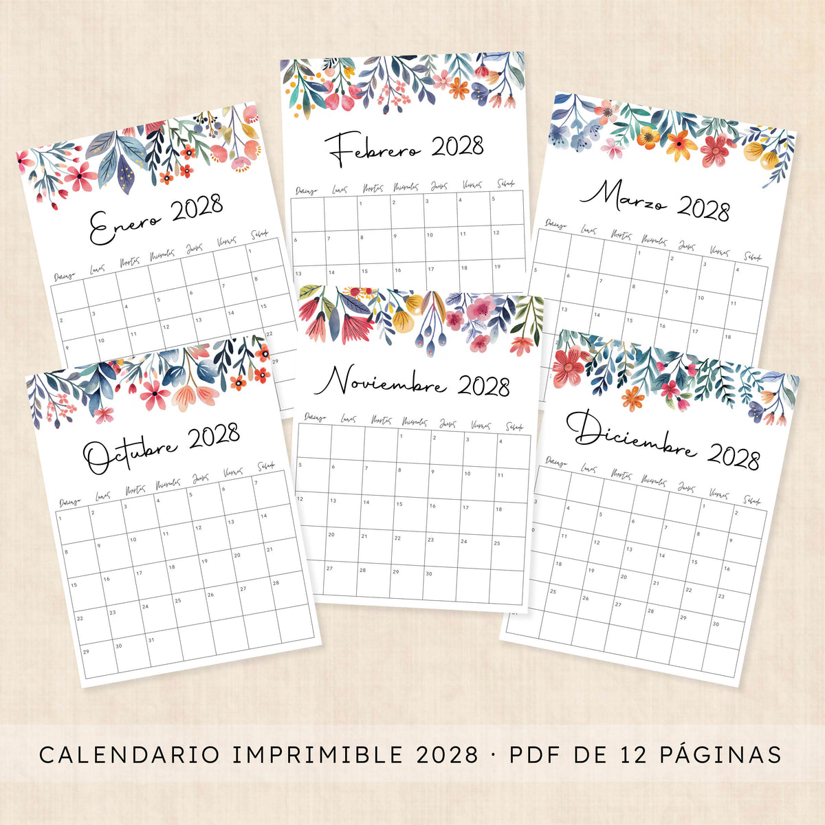 calendario 2028 para imprimir