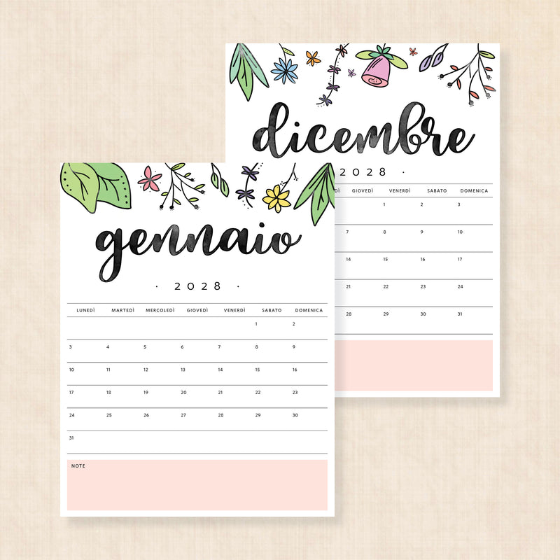 Calendario 2028 da stampare