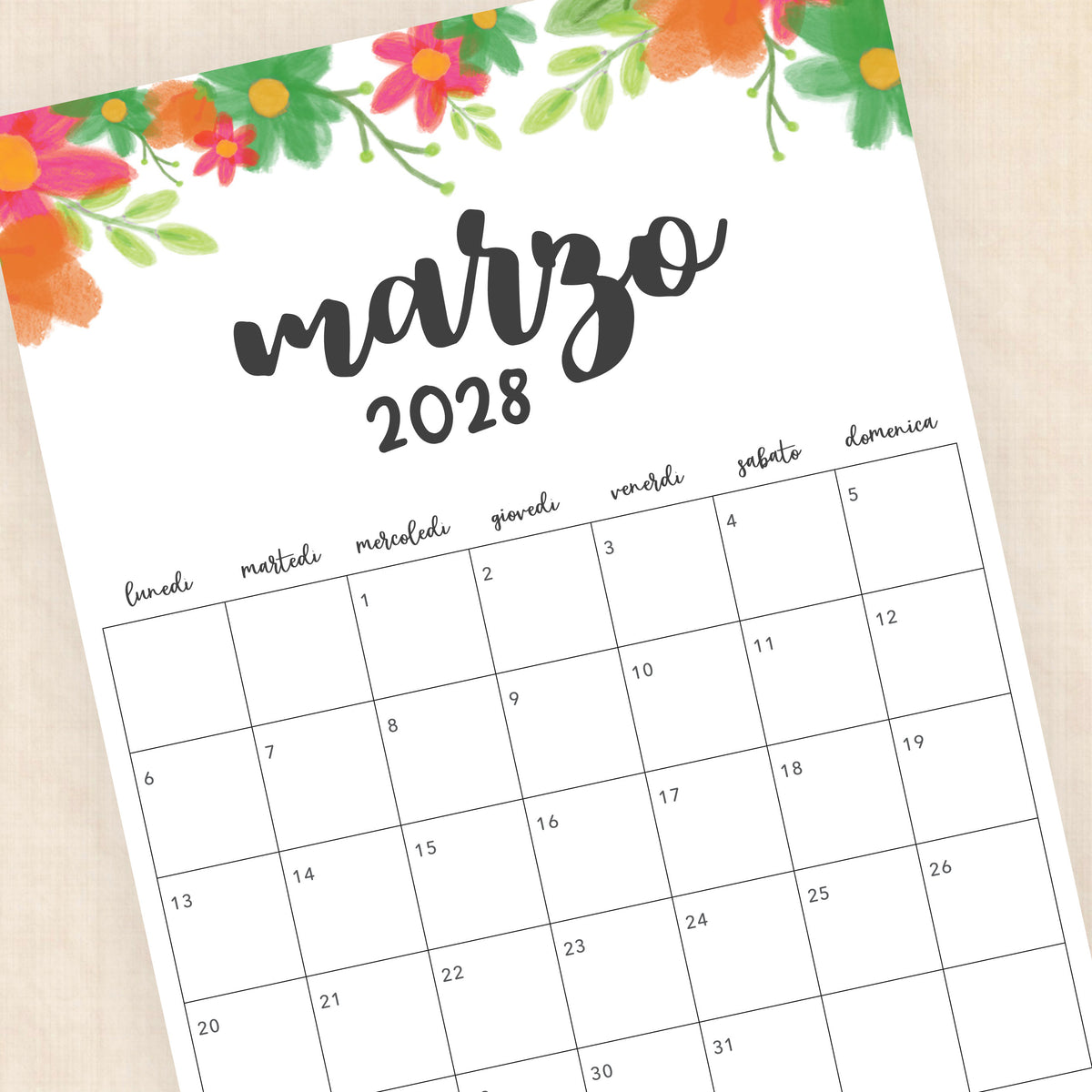 calendario 2028 da stampare