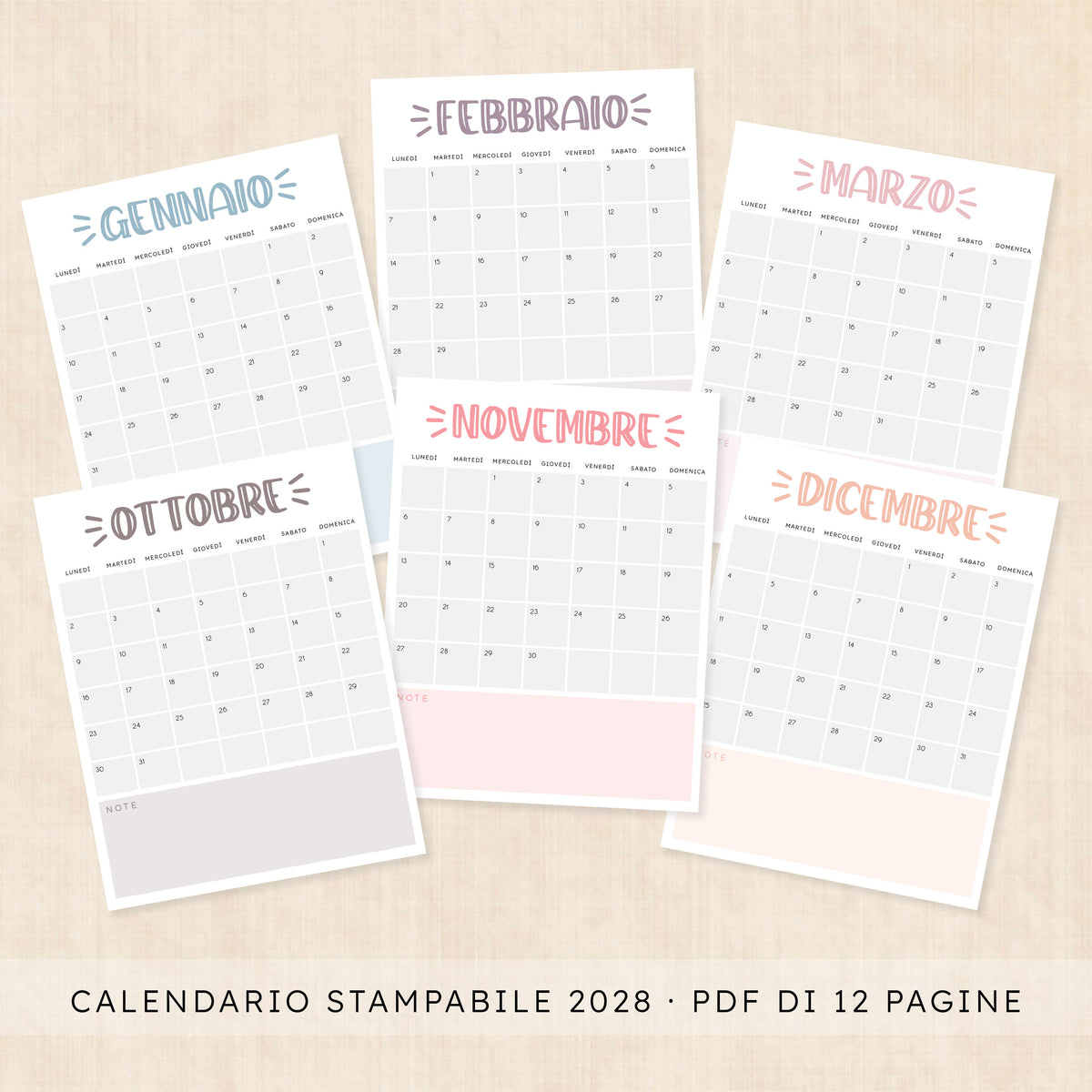 calendario 2028 da stampare