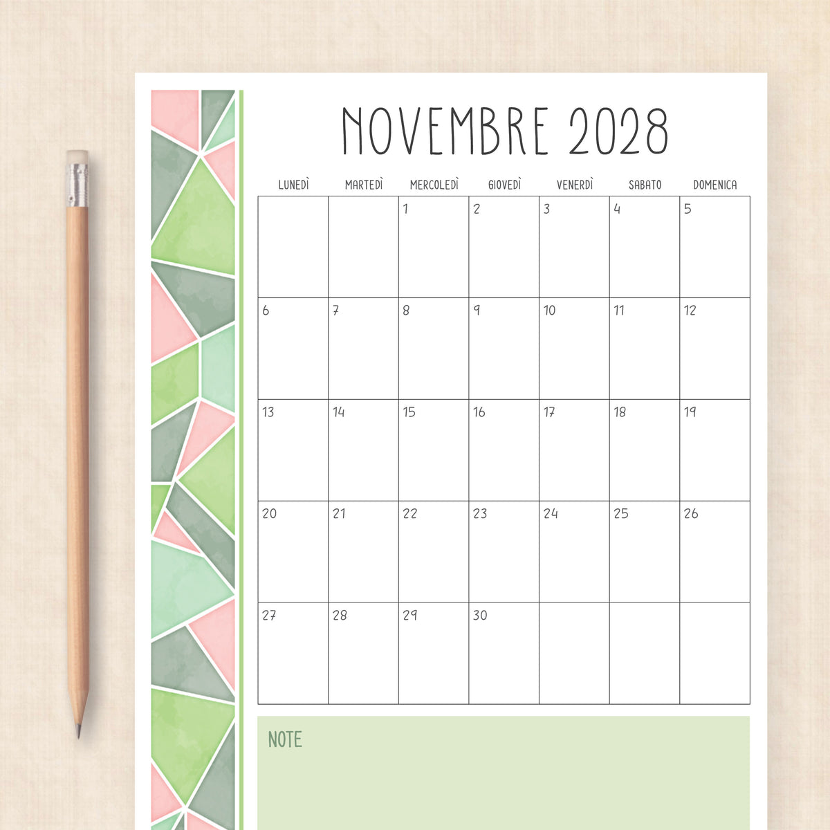 calendario 2028 da stampare