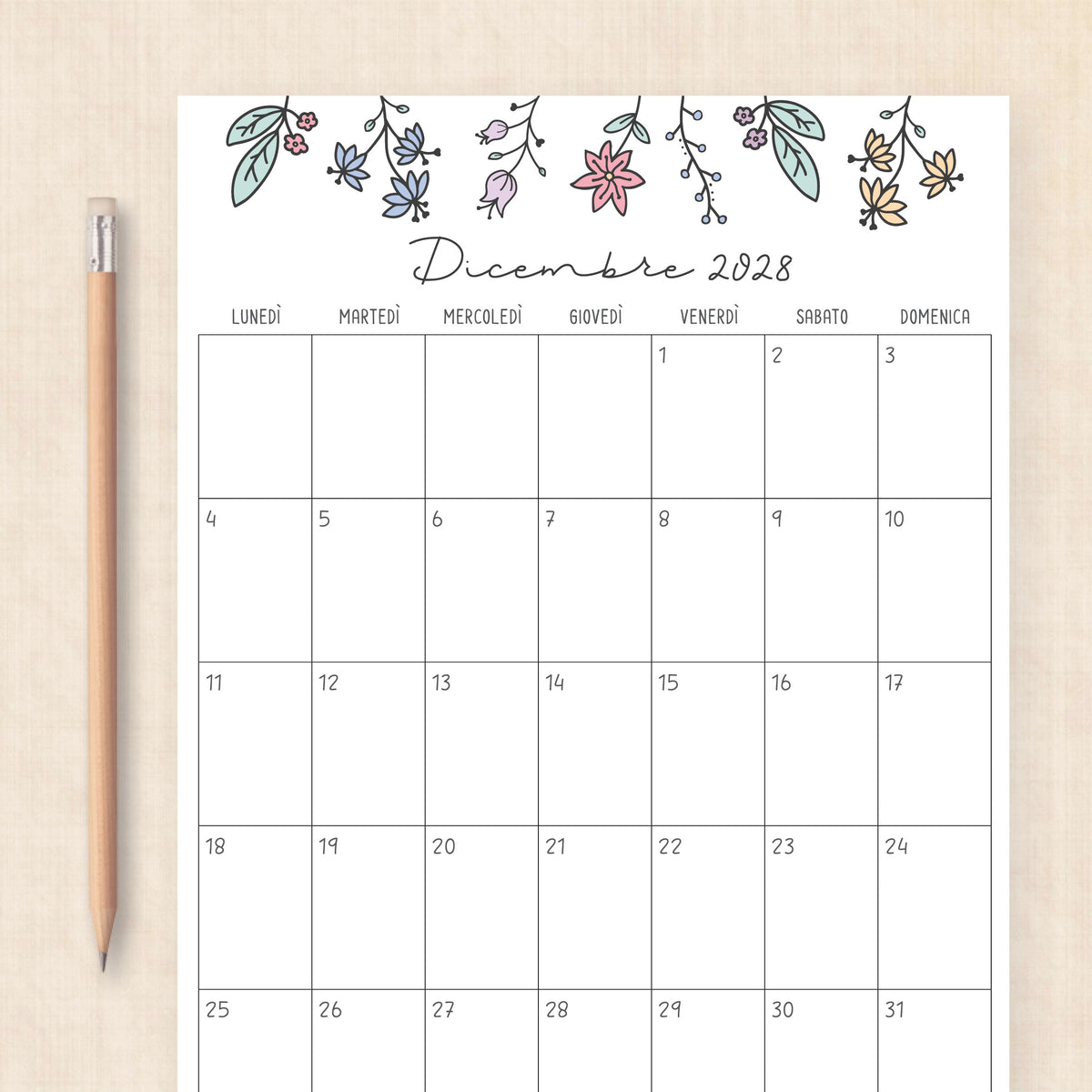 calendario 2028 da stampare