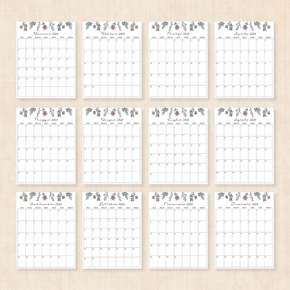 calendario 2028 da stampare