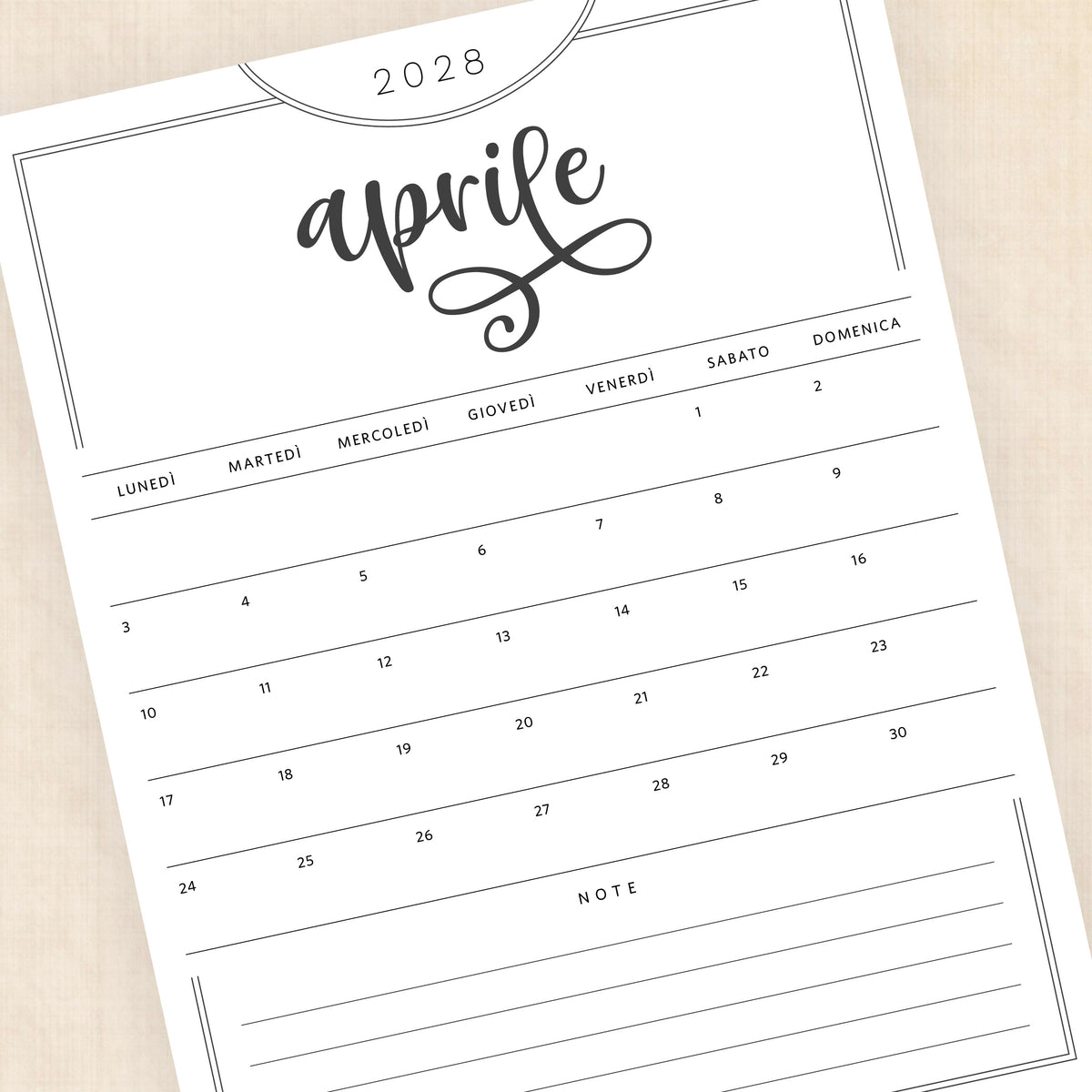 calendario 2028 da stampare