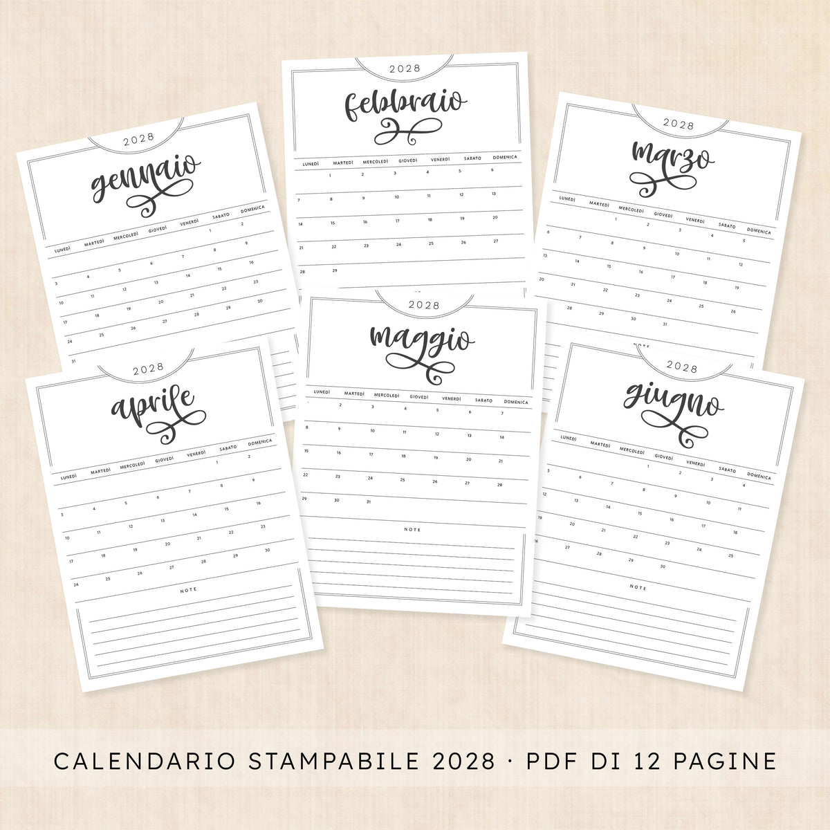 calendario 2028 da stampare