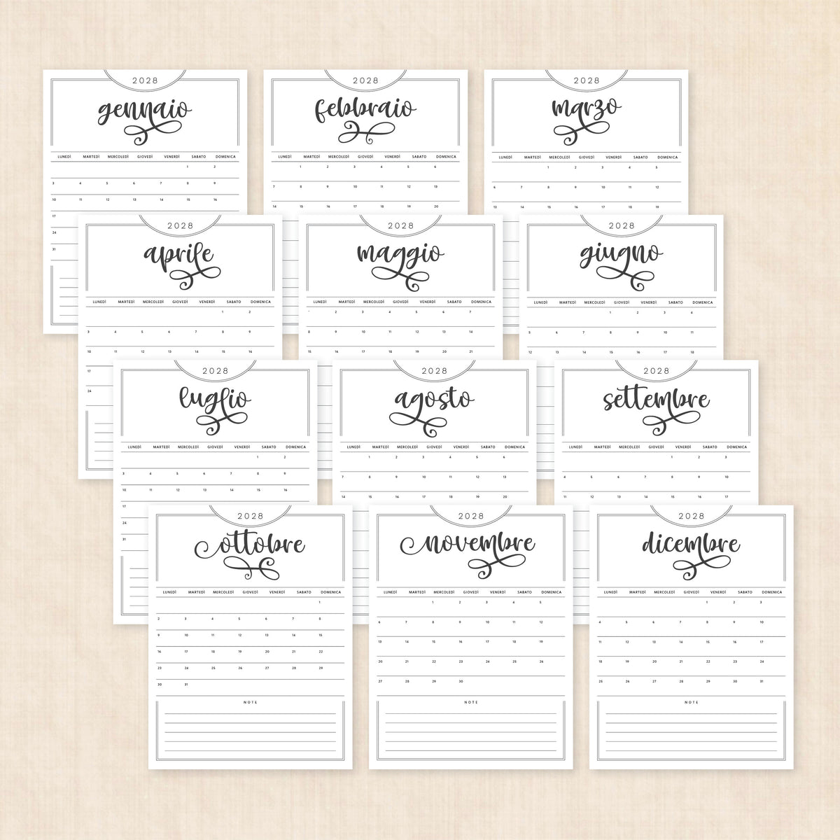 calendario 2028 da stampare