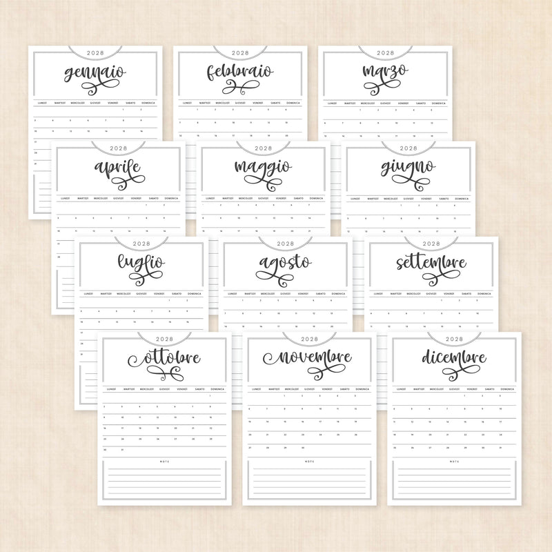 calendario 2028 da stampare