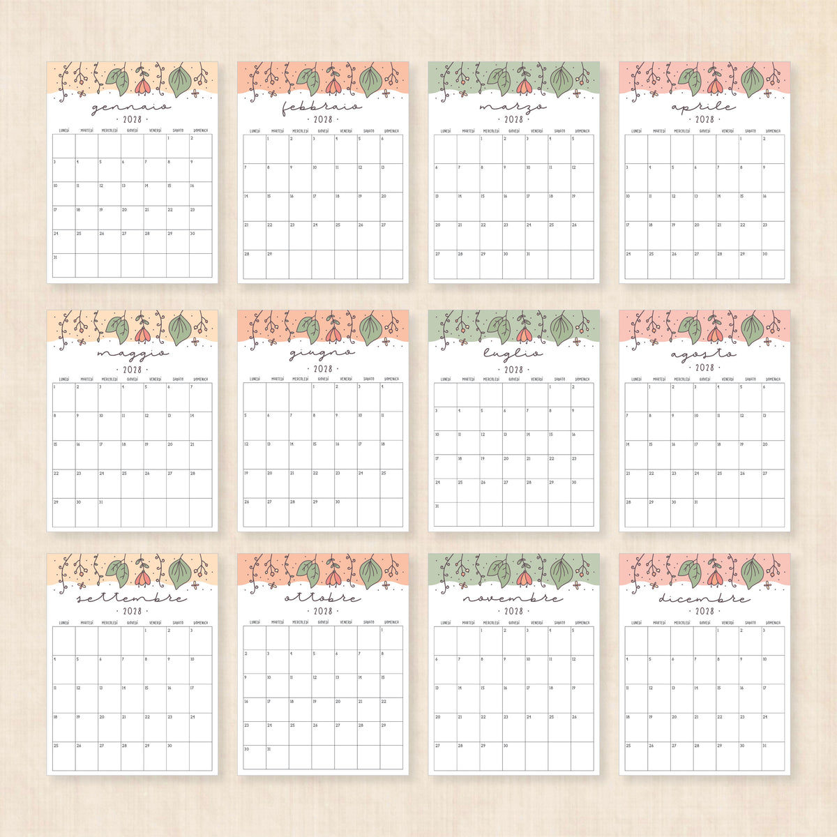 calendario 2028 da stampare