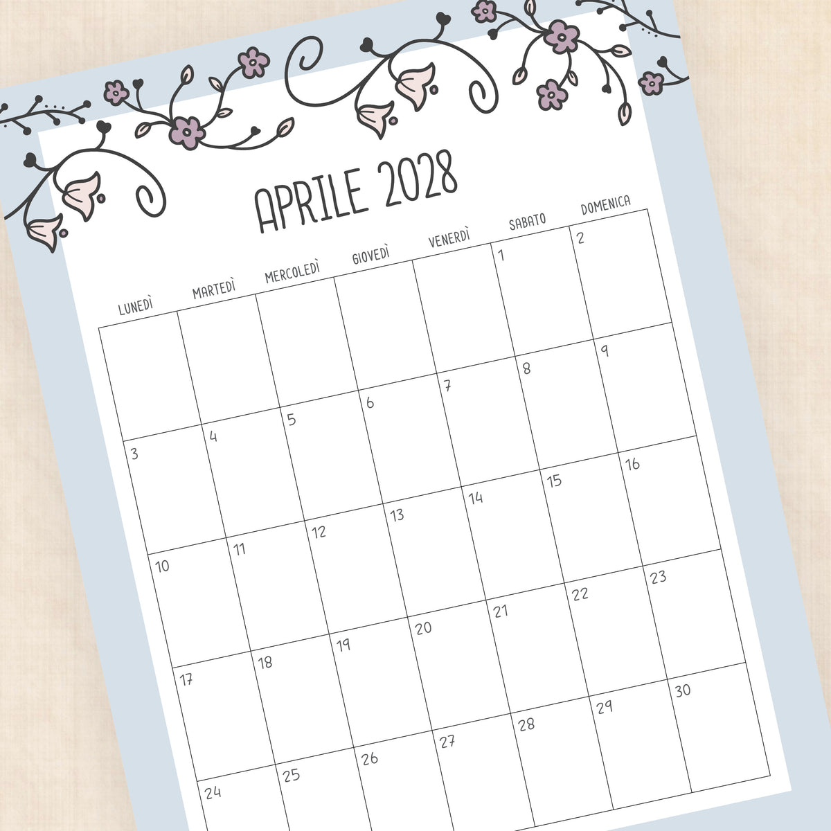 calendario 2028 da stampare