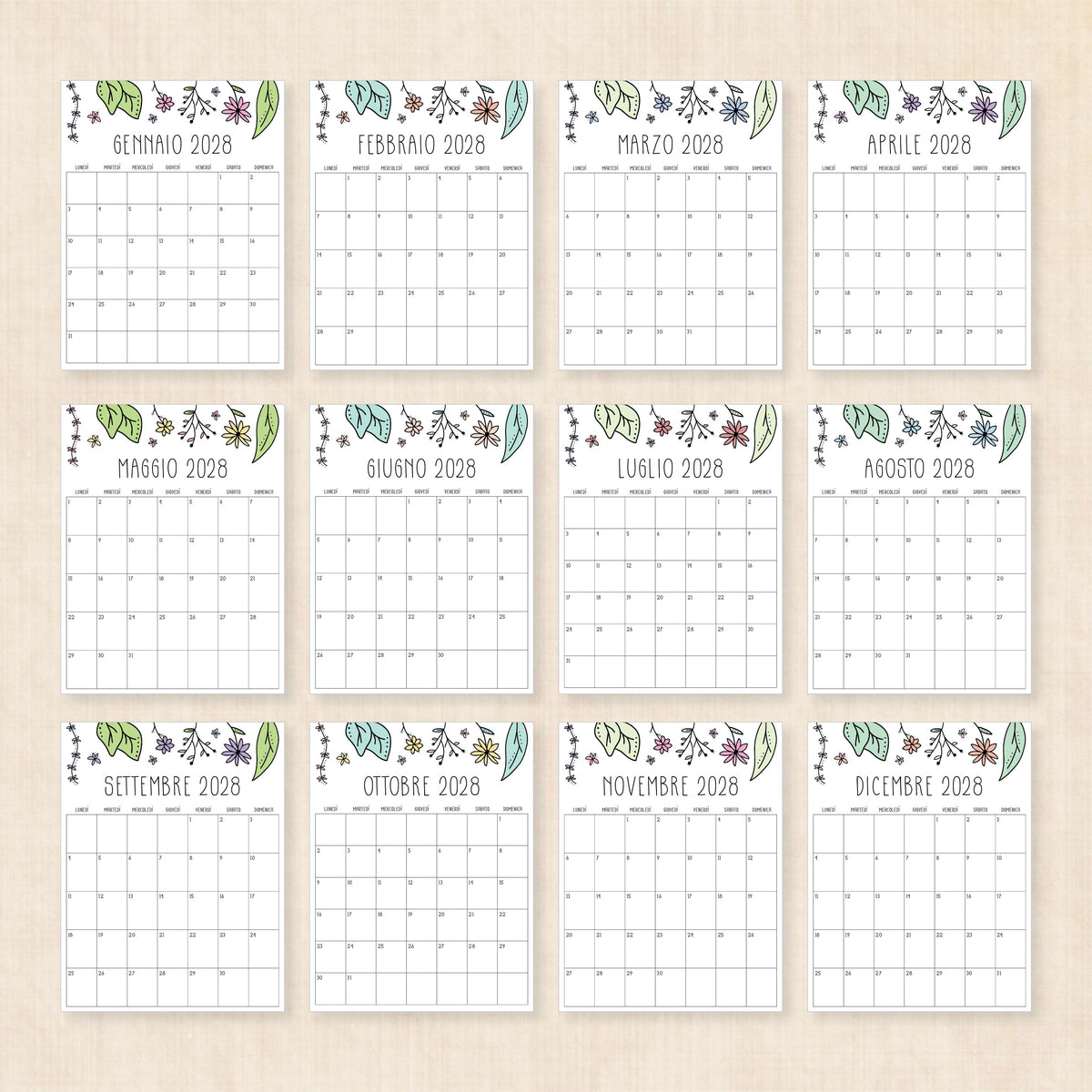 calendario 2028 da stampare