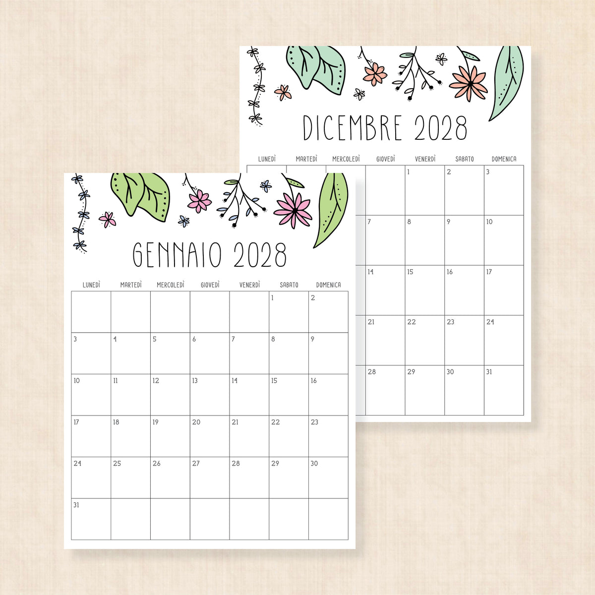 calendario 2028 da stampare