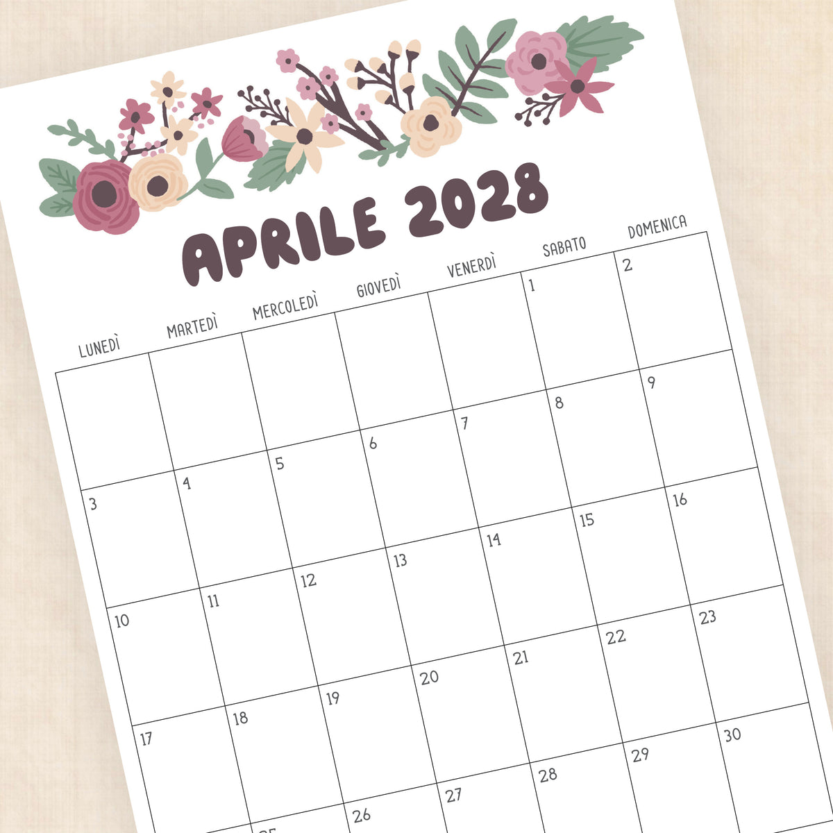 calendario 2028 da stampare